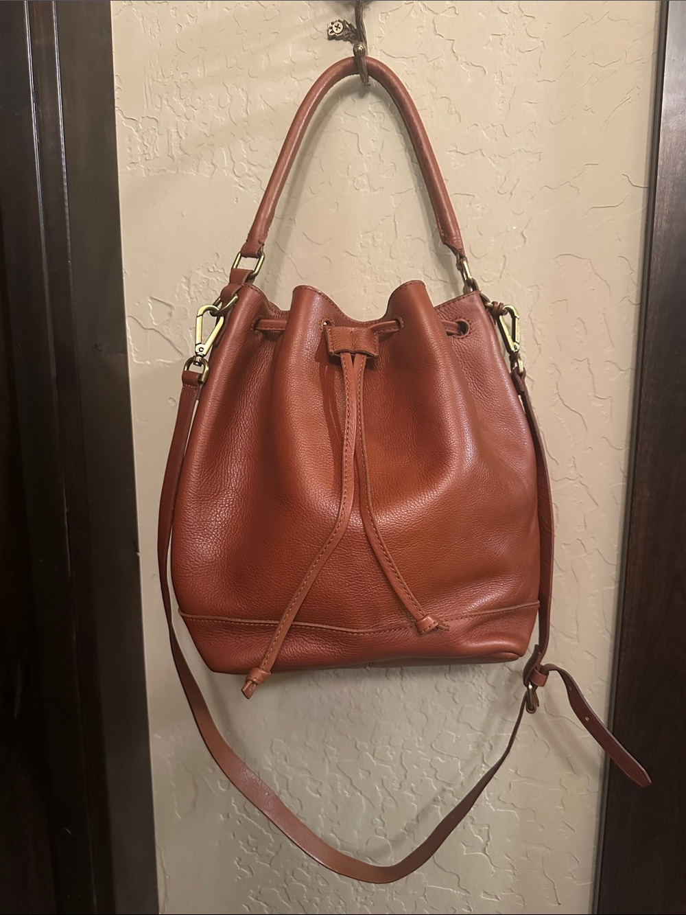 Madewell Leather Drawstring Bucket Bag - Brown